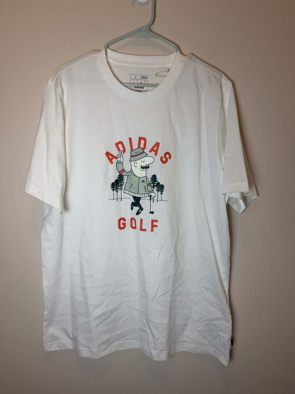 Adidas Elevated Chip Graphic T-Shirt Size L White Golf